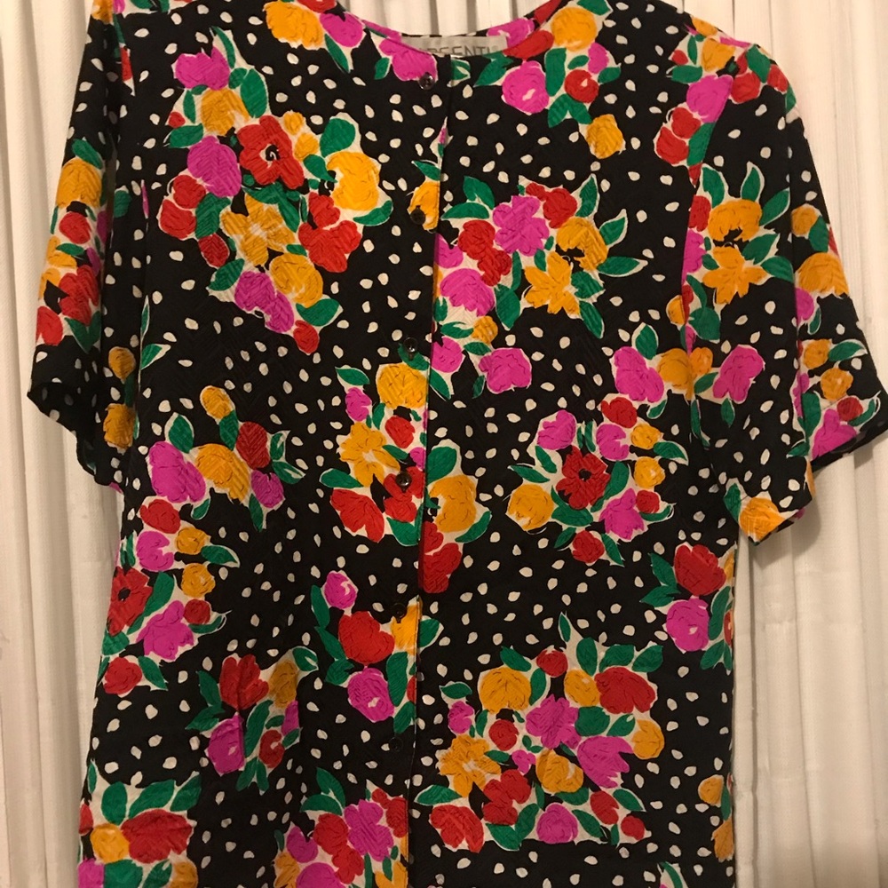 Argentino Vintage Silk Floral Blouse!
